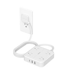Yun-dong-35 Tessan Surge Protector Flat Extension Cord 10ft 10 Ft White &