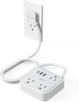 Yun-dong-55 Tessan Ultra Thin Flat Extension Cord 5 Ft Slim Power Strip With 3 Usb 1 Us
