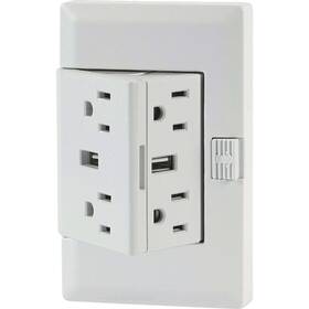 4-receptacle Theoutlet Outun15t-wh 2.1a/15a 125v White 4-receptacle/2-usb Tamper Resistant Permanent