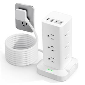 Thoolor 936878826746 Surge Protector Power Strip 6ft Flat Plug Extension Cord With 12 Ac Outlets 4 Us