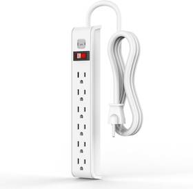 Tiffcofio 726084205727 Power Strip Surge Protector 6 Feet Extension Cord 600 Joules Protection