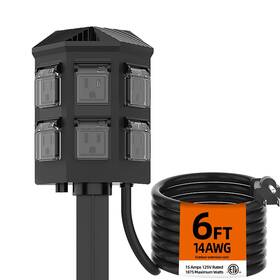 Ot-001 Tiffcofio Outdoor Power Strip Waterproof 24 Hour Mechanical Timer 6 Ft Extension Cord