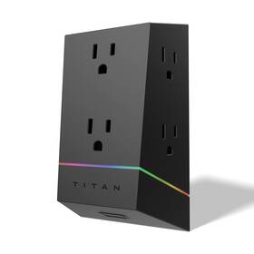 57365 Titan 6-outlet Surge Protector Led Light Strip With Full Spectrum Color-selec