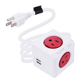 Tiwlaike 744173246550 Surge Protector Power Board 4 - Outlet Extender Multi Plug Socket With Red