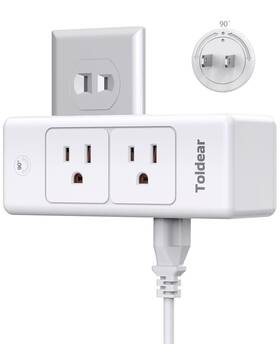 Toldear 736466750714 2 Prong Power Strip Multi Plug Outlet Splitter With Rotating P