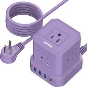 Toprek 711181290035 Power Strip With Usb C 3.0a Travel 10 Ft Extension Cord 5