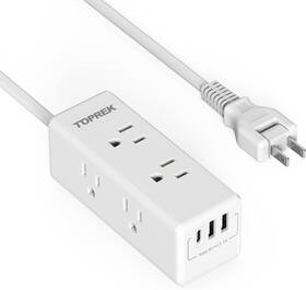 Tp-fk3u6s-c Toprek 2 Prong Power Strip To 3 Outlet Adapter 1440j White