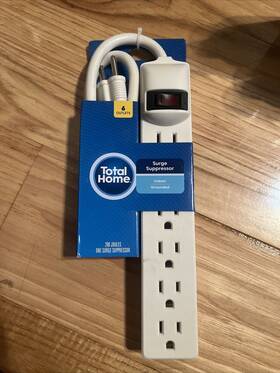 Total Home - Cvs 050428292419 Surge Surpressor Indoor Grounded 6 Outlets 2.5 Ft 2 Line Protection