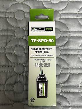 Tp-spd-50 Trade Pro Spd50ul Surge Protective Device 120/240 1spd