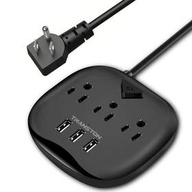 Transton 623837482285 Power Strip 3 Outlets And Usb Ports With Switch Control Desktop Charging S