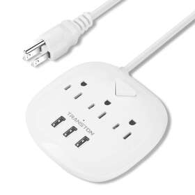 Transton 634383746813 Power Strip 3 Outlets And Usb Ports With Switch Control Desktop Charging St