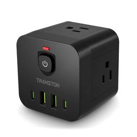 Mf01 Transton Mini Portable Cube Power Socket With Surge Protector 4 Sockets 2 Usb Type-c