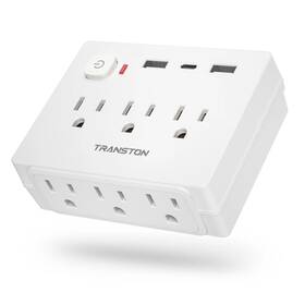 Zh02 Transton Mini Portable Surge Protector Power Outlet 9-in-1 Multi-function 6 Outlets 2