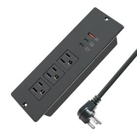 Triantstek 665878343651 45w Recessed Power Strip Usb C Flush Mount Desk Extender 3 Ac Outlets 2 Pd U