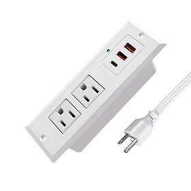 Triantstek 665878348533 Recessed Power Strip With 20w Usb-c Desktop Charge Station 3 Fast Chargi