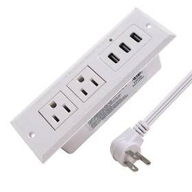 Triantstek 665878348595 Desk Power Strip With Usb Recessed Mounted Desktop Outlet 2 Outlets 3 U