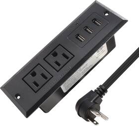 Yu-ca07 Triantstek Desk Power Strip With Usb Recessed Mounted Desktop Outlet 2 Outlets 3