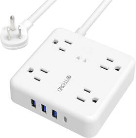 Trond 313029759775 Flat Plug Surge Protector Power Strip With Usb Ports 5ft Extension Cord W
