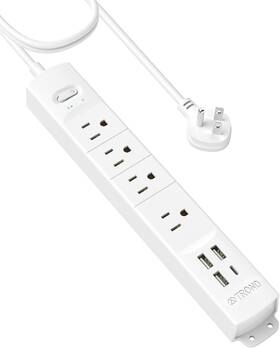 Trond 313088931945 Surge Protector Power Strip With Usb Ultra Thin Flat Plug 6ft Extension C