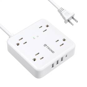 1440j Trond 313114732720 2 Prong Power Strip Surge Protector 5ft Extension Cord