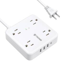 Trond 445034630671 2 Prong Power Strip To 3 Outlet Adapter 5ft Extension Cord