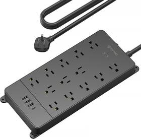 Trond 445052199174 Surge Protector Power Strip 4000 Joules Etl Listed 13 Widely-spaced Out