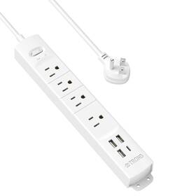 Trond 637740876468 Surge Protector Power Strip With Usb Ultra Thin Flat Plug 3ft Extension Cord