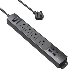 Trond 705353074066 Surge Protector Power Strip With Usb Ultra Thin Flat Plug 3ft Extension C