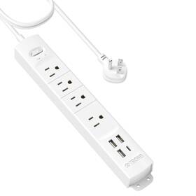 Trond 728120944331 Surge Protector Power Strip With Usb Ultra Thin Flat Plug 6ft Extension Cord