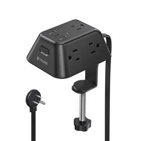 Trond 728120946632 Desk Clamp Power Strip Surge Protector With 5 Ac Outlets 2 Usb A 1 C