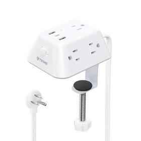 Trond 728120946656 Desk Clamp Power Strip Surge Protector With 5 Ac Outlets 2 Usb A 1 C