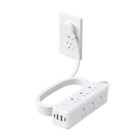 Trond 728120946878 Surge Protector Power Strip 9 Widely Spaced 15ft With Flat Plug White