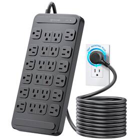 10ft-without Trond 728120947004 Surge Protector Power Strip 360 Rotating Flat Usb Black