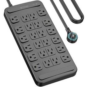 Trond 728120947011 Surge Protector Power Strip 360 Rotating Flat Plug 24 Ac Outlets 4000 Joul