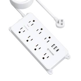 Trond 728120947400 Surge Protector Power Strip Flat Plug 15ft Long Extension Cord 7 Widely