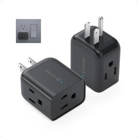 Trond 728120947738 Multi Plug Outlet Extender 2 Pack - Horizontal 3 Prong Black