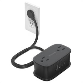 Trond 728120947752 Flat Plug Power Strip 3.3ft Wrapped Short Extension Cord With 4 Outlets 2 U