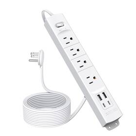 Trond 728120947820 15ft Long Extension Cord With 2 Usb C Etl Listed Ultra-thin Flat Plug P