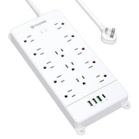 Trond 728120947837 Surge Protector Power Strip With Usb Cord Flat Plug Extension 5 Ft