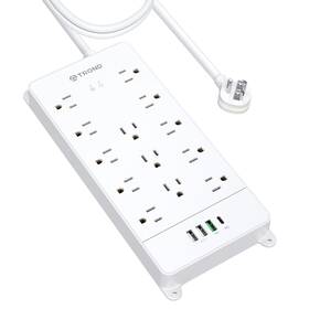 Trond 728120947844 Surge Protector Power Strip 10 Ft Cord Flat Plug Extension With Us