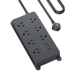 Trond 728120947943 Surge Protector Power Strip Flat Plug 15ft Long Extension Cord 7 Widely