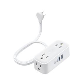Trond 728120948179 Travel Power Strip 5ft Flat Plug Extension Cord With 4 Usb Ports 2 C