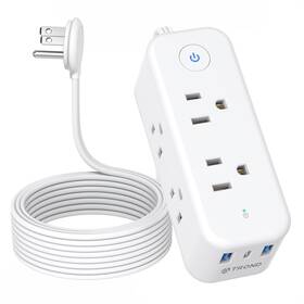 Trond 728120948322 Flat Plug Power Strip 6 Widely Spaced Outlets And 3 Usb Ports 1 C Fla