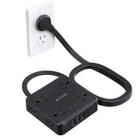 Trond 728120948377 Power Strip Surge Protector - Flat Plug Extension Cord 8 Widely-spaced