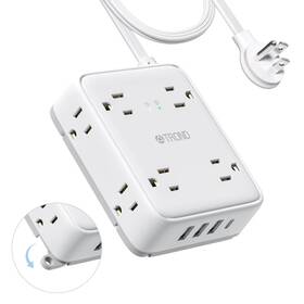 Trond 728120948407 Surge Protector Power Strip With Usb Ultra Thin Flat Plug 5ft Extension Cord