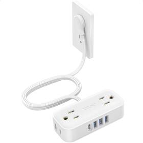 Trond 728120948520 Travel Flat Plug Power Strip With Usb Ports 5ft Extension Cord Mul