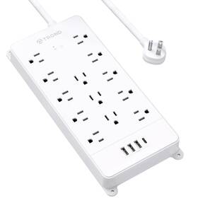 Trond 728120948926 Power Strip Surge Protector - White Extension Cord With Usb 13 Widely-s