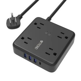 Trond 728120948964 Surge Protector Power Strip Usb - Flat Plug Extension Cord 5ft With 1 Usb-c &