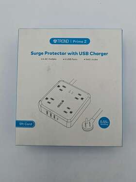 Trond 728120948971 Power Strip Surge Protector - Ultra Thin Flat Extension Cord 5ft With 4 Us