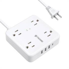 Trond 728120949145 2 Prong Power Strip To 3 Outlet Adapter 5ft Extension Cord Wi
